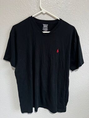 Polo by Ralph Lauren Black V-Neck Tee with Red Pony Logo